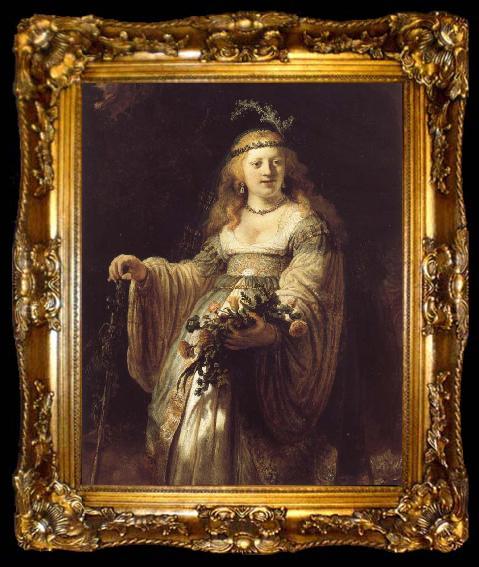 framed  REMBRANDT Harmenszoon van Rijn Saskia van Uylenburgh in Arcadian Costume, ta009-2